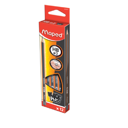MAPED Crayon graphite HB BLACK PEPS NAVY embout gomme